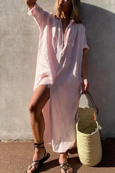Women's Casual Button-Up Shirt Dress