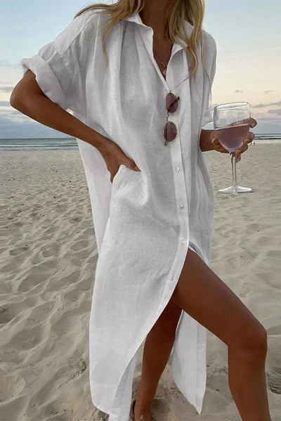Women's Casual Button-Up Shirt Dress