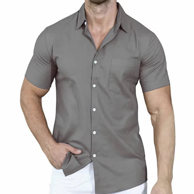 Men's Casual Short Sleeve Button-Down Shirt