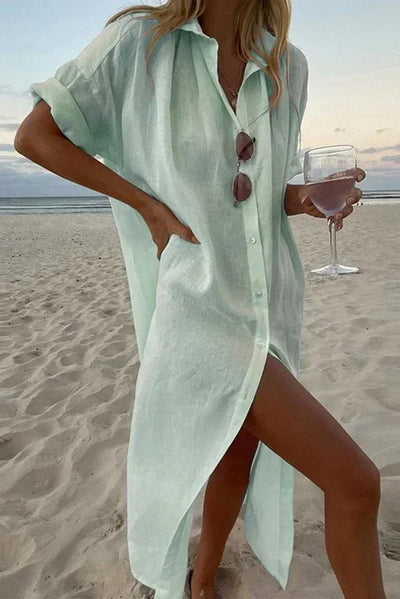 Women's Casual Button-Up Shirt Dress