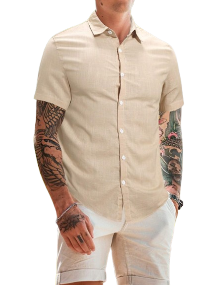 Men's Casual Short Sleeve Button-Down Shirt