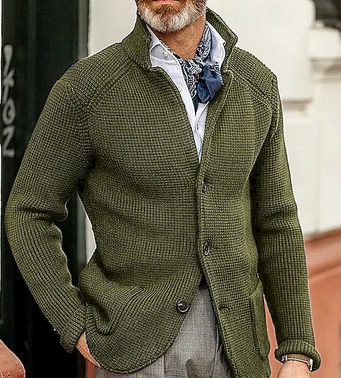 Men's Cardigan with Lapel Buttons