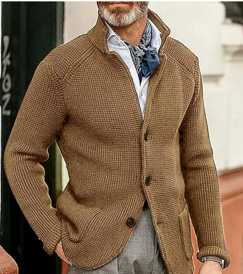 Men's Cardigan with Lapel Buttons