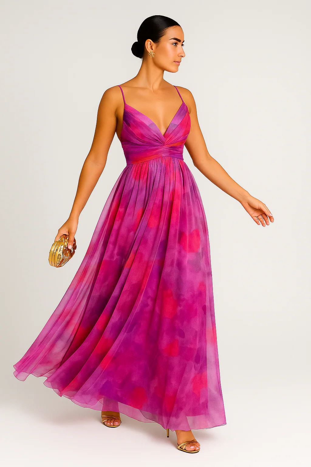 Women’s Floral Dress – Flowing Maxi Silhouette with Vibrant Floral Print