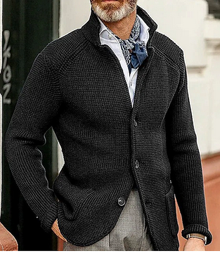 Men's Cardigan with Lapel Buttons