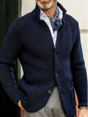 Men's Cardigan with Lapel Buttons