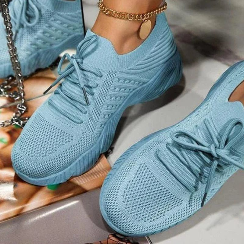Women's Modern Lace-Up Knit Sneakers