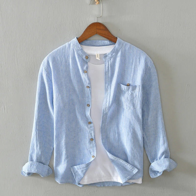 Men's Casual Band Collar Shirt