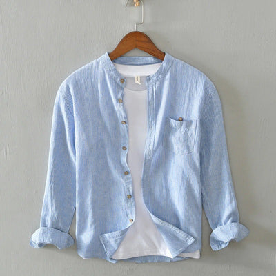 Men's Casual Band Collar Shirt