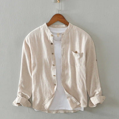 Men's Casual Band Collar Shirt