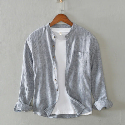 Men's Casual Band Collar Shirt