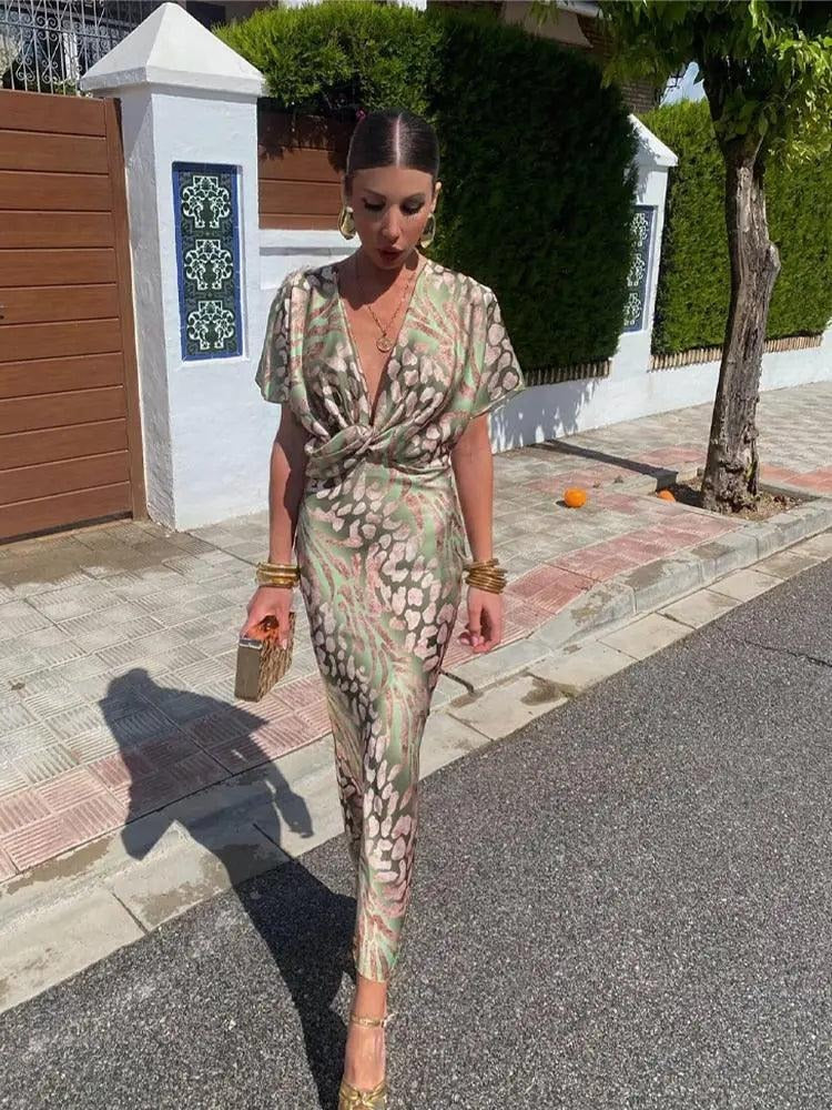 Women's Casual Printed Satin dress