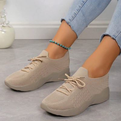 Women's Modern Lace-Up Knit Sneakers