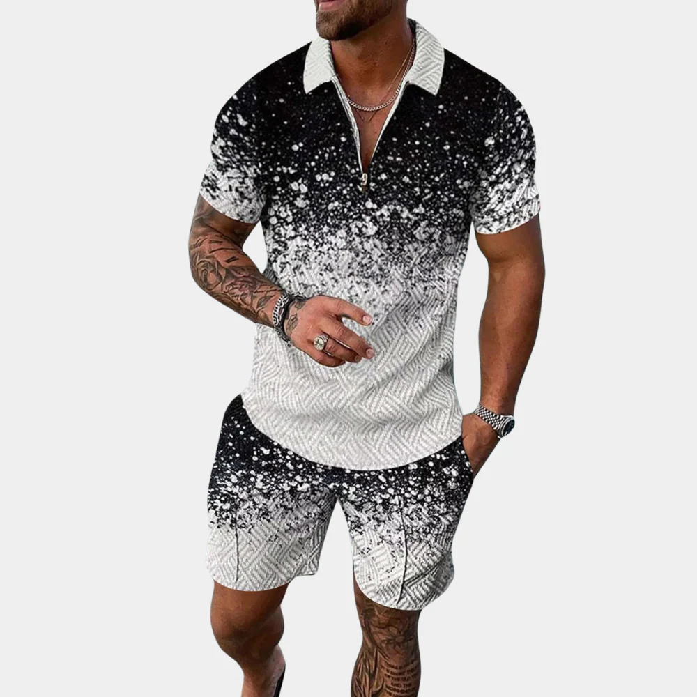 Men's Trendy Short Sleeve Zip-Up Romper