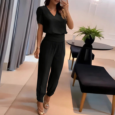Women's  Two-Piece Set with V-Neck Top