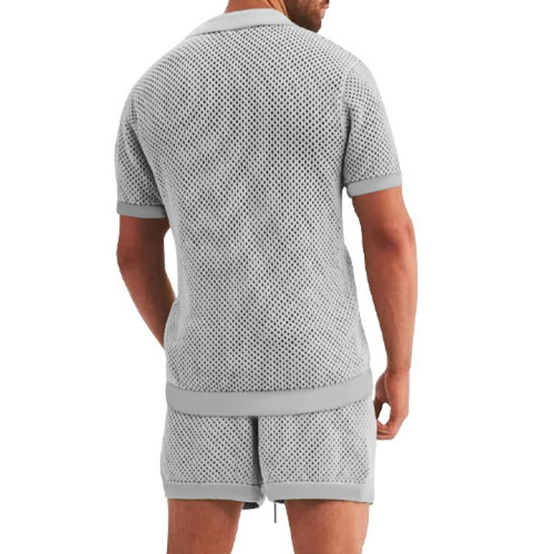 Stylish two-piece men's set with short-sleeved shirt and matching shorts