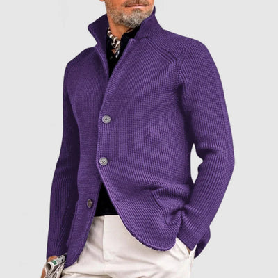 Knitted Men's Cardigan with Lapel Buttons