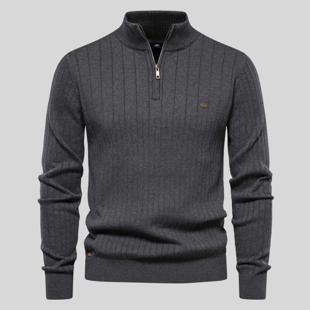 Knitted Zip-Up Sweater for Men
