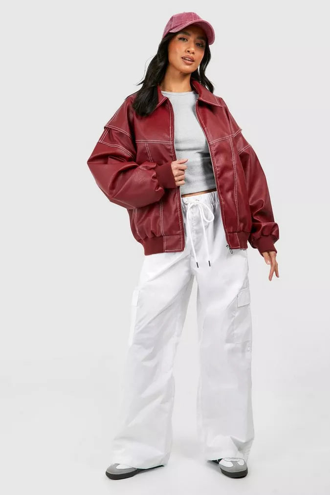 Leather Bomber Jacket For Women