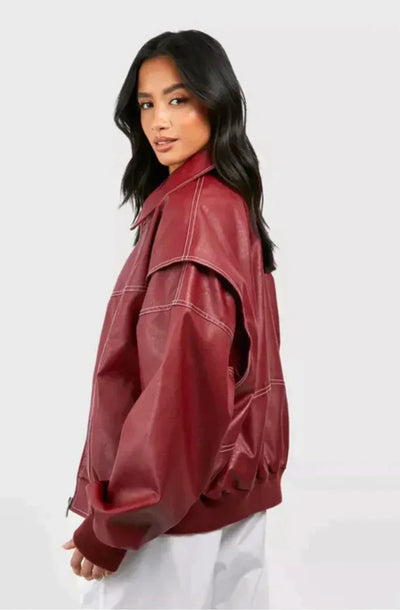 Leather Bomber Jacket For Women