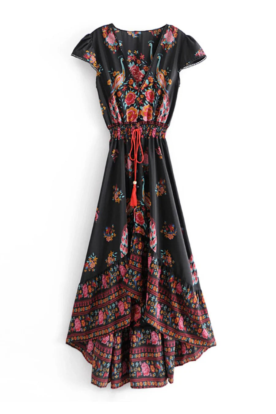 Women’s Boho Style Dress – Flowing Maxi Silhouette with Vibrant Floral Prints