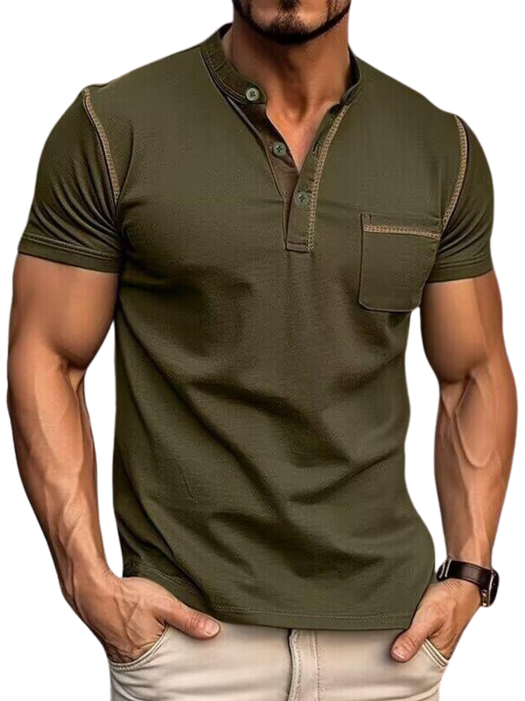 Men's Polo with Henley Collar