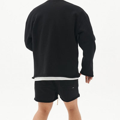 Plain Casual two-piece set with oversized sweatshirt and shorts for men