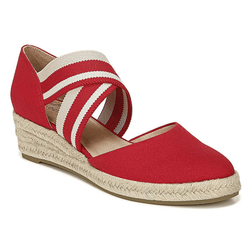 Women’s Elegant Sandals – Classic Closed-Toe Wedge with Cross-Strap Design