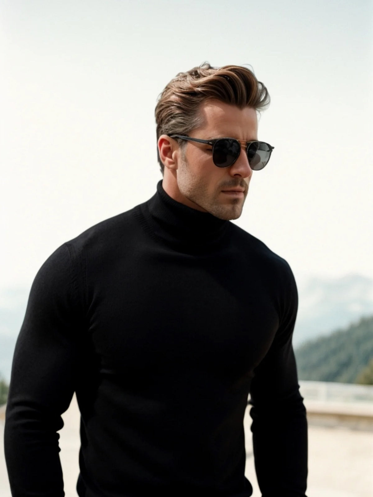 Virgin Wool Turtleneck for Men