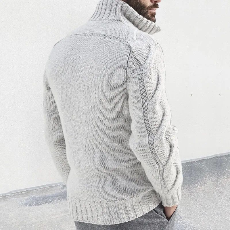 Turtleneck Knitted Cardigan for Men