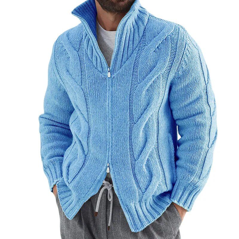 Turtleneck Knitted Cardigan for Men