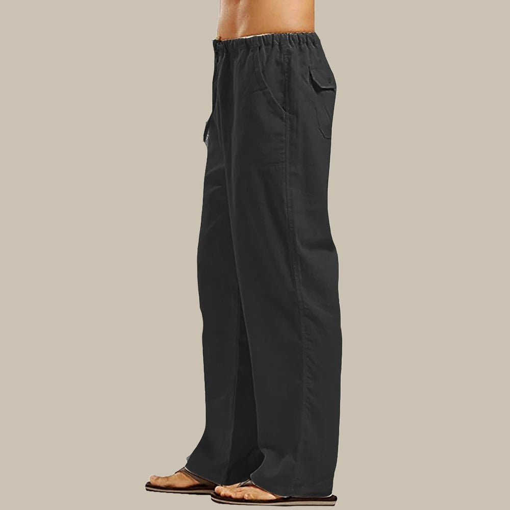 Van Hallen Linen Pants | Summer Linen Loose-fit Long Pants for Men