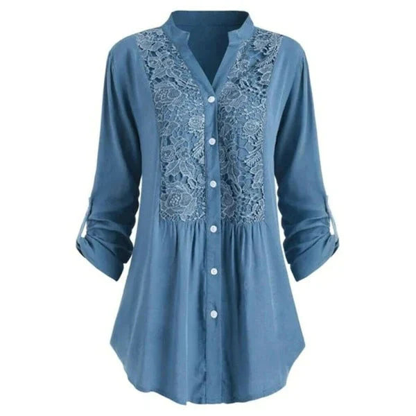Women's Long blouse with puff sleeves