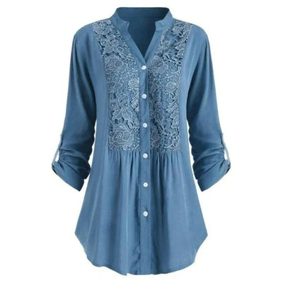 Women's Long blouse with puff sleeves