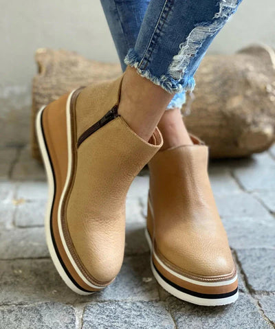 Women's Low Ankle Boots – Comfortable Everyday Boots with Side Zipper