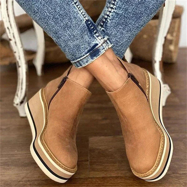 Women's Low Ankle Boots – Comfortable Everyday Boots with Side Zipper