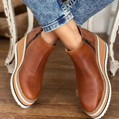 Women's Low Ankle Boots – Comfortable Everyday Boots with Side Zipper