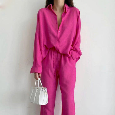 Women's set with blouse and wide-leg pants