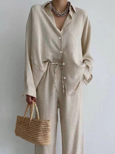 Women's set with blouse and wide-leg pants
